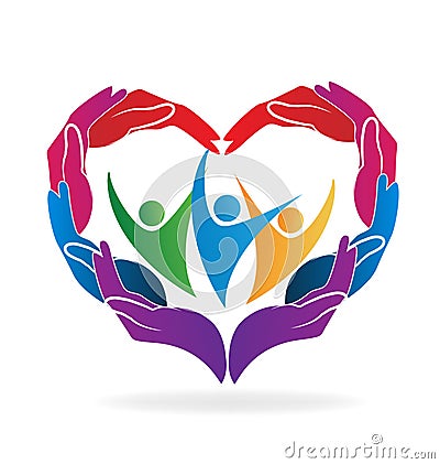 Hands helping people heart shape Vector Illustration