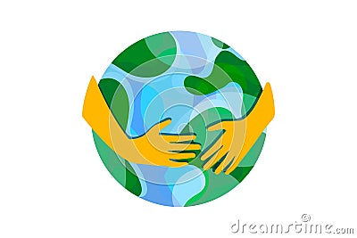Hands hold the planet, the globe, the Earth. Beautiful illustration for design. The concept of environmental protection Vector Illustration