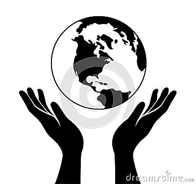 Hands hold the world Vector Illustration