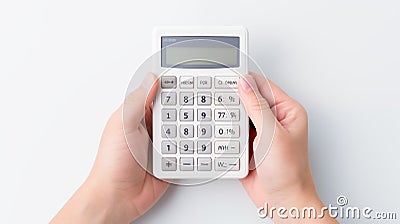 Hands holding calculators, computing efficiency at your fingertips.AI Generated Stock Photo