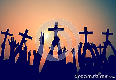 Hands Holding Cross Christianity Religion Faith Concept Stock Photo