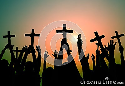 Hands Holding Cross Christianity Religion Faith Concept Stock Photo