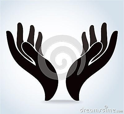 Hands holding design vector, hands pray logo Vector Illustration