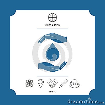 Hands holding drop - protection icon Vector Illustration