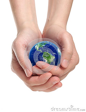 Hands holding earth Stock Photo