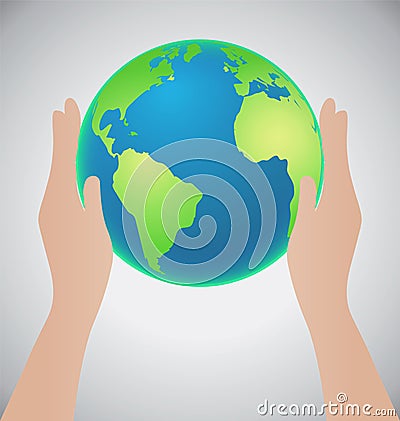 Hands Holding The Earth, Save The Earth Concept Vector Illustration