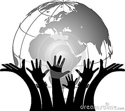 Hands holding globe Vector Illustration