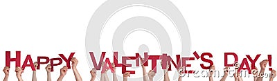 Hands Holding Happy Valentines Day Stock Photo