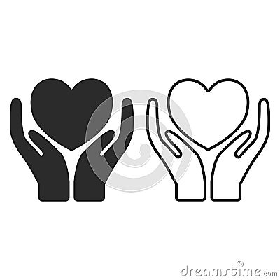 Hands holding heart icon. Charity design illustration Vector Illustration