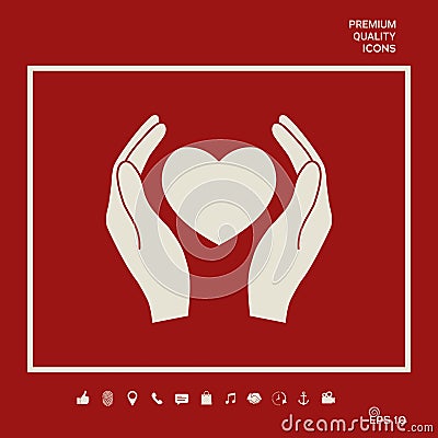 Hands holding heart symbol. Graphic elements for your design Vector Illustration