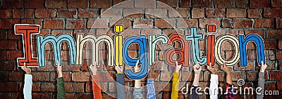 Hands Holding Immigration Word Concept Stock Photo