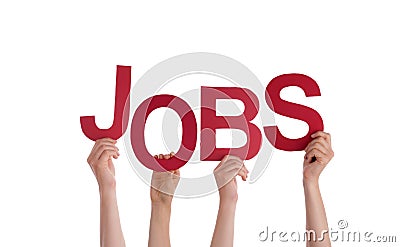 Hands Holding Jobs Stock Photo