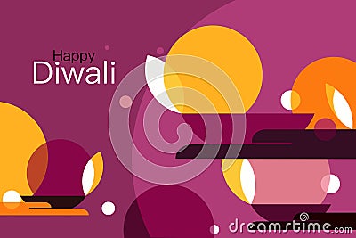 Hands holding lighted Diwali Festival lamps. Diwali festival concept Vector Illustration