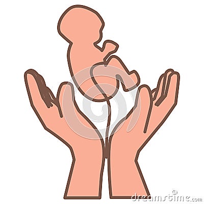 Hands holding newborn child Vector Illustration