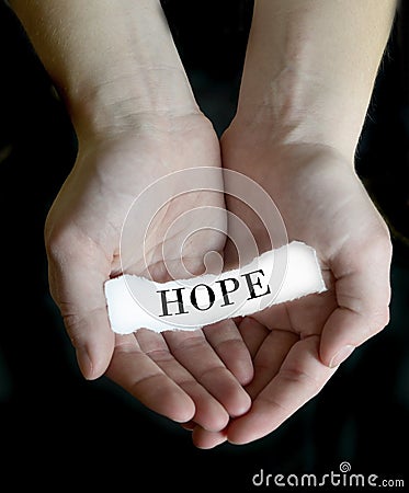 Hands Holding Paper Message hope Stock Photo