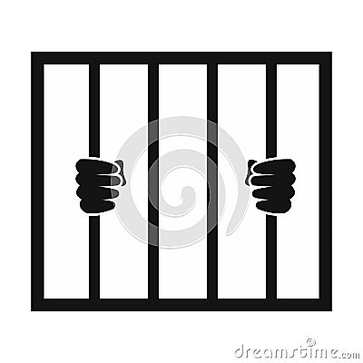 Hands holding prison bars icon Vector Illustration