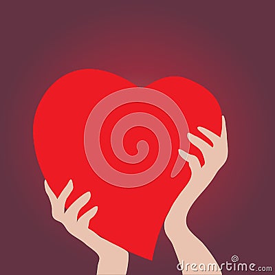 Hands holding red heart Stock Photo