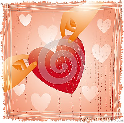 Hands holding red heart Vector Illustration