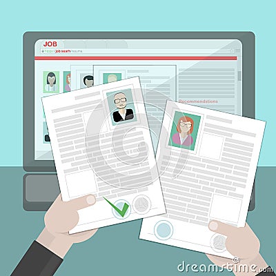 Hands holding resume. Vector Illustration