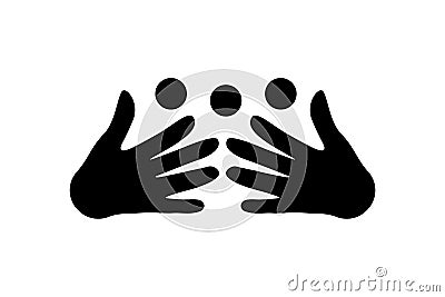Hands holding round figures. logo vector. Vector Illustration