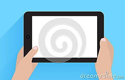 Hands holding tablet pc Vector Illustration