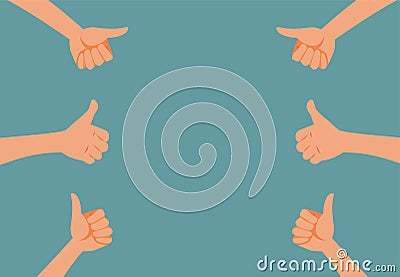 Hands Holding Thumbs Up in Sign Of Appreciation Vector Cartoon Vector Illustration