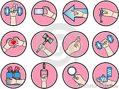 Hands holding tool set Vector Illustration