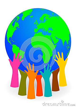 Hands holding up a globe Vector Illustration