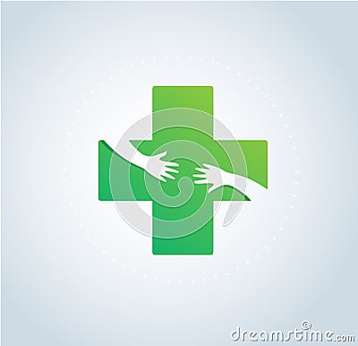 Hands hug in hospital icon design, healthcare and medical logo symbol vector Vector Illustration