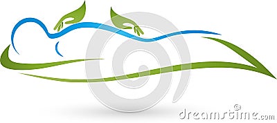 Hands and human, naturopath and physiotherapy logo Stock Photo
