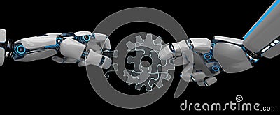 Humanoid Robot Gear Wheel Puzzle Stock Photo