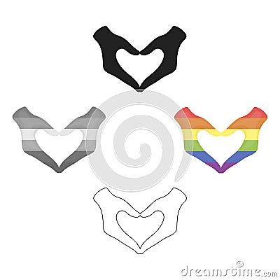 Hands icon cartoon,black. Single gay icon from the big minority, homosexual cartoon,black. Vector Illustration