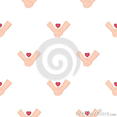 Hands icon in cartoon style on white background. Romantic pattern stock vector illustration. Vector Illustration