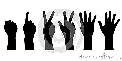 Set silhouettes human hands Cartoon Illustration