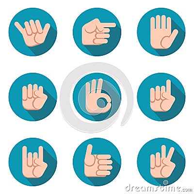 Hands icons vector set. Modern flat style. Vector Illustration