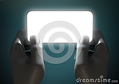 Hands And Illuminated Generic Smart Phone Stock Photo