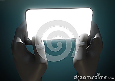 Hands And Illuminated Generic Smart Phone Stock Photo