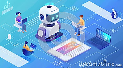 Hands-on interaction with AI virtual chatbots facilitates real-time collaboration and pair programming scenarios within EIDEs Stock Photo