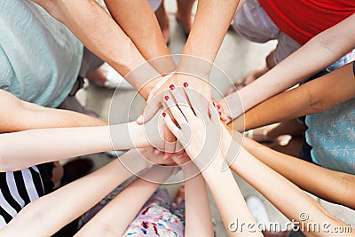 Hands joined in unity Stock Photo