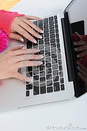 Hands on the keyboard. Stock Photo