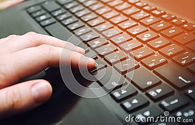 Hands on the keyboard, business, education, programming, people and technology concept. work or purchase on the Internet. close up Stock Photo