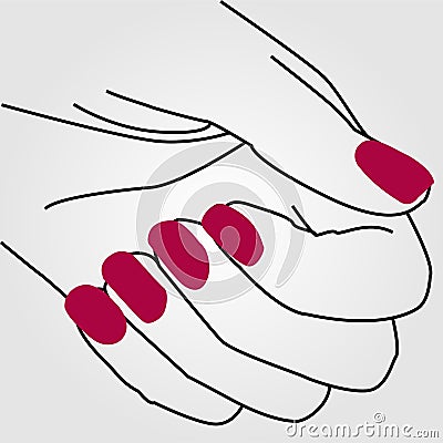 Hands of lady with painted nails Vector Illustration