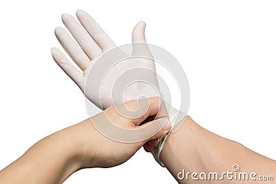 Hands with latex gloves Stock Photo