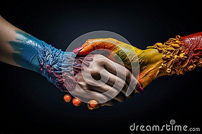 Hands of LGBT women in a gesture of acceptance and pride Stock Photo
