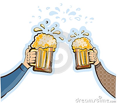 Hands man with glasses of beer.Vector oktoberfest Vector Illustration