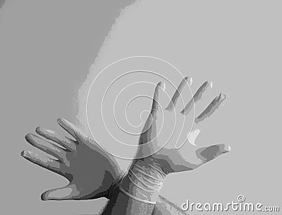 Hands of a man protected from coronavirus Stock Photo