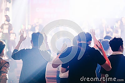 Hands Man raised up worship to God Editorial Stock Photo