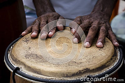 Hands of a musician playing percussion in presentation Stock Photo