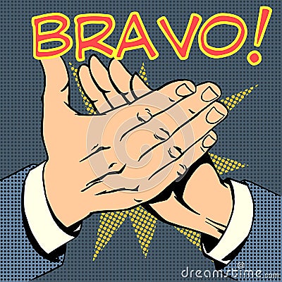 Hands palm applause success text Bravo Vector Illustration