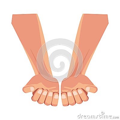 Hands palm up and closed fist Vector Illustration